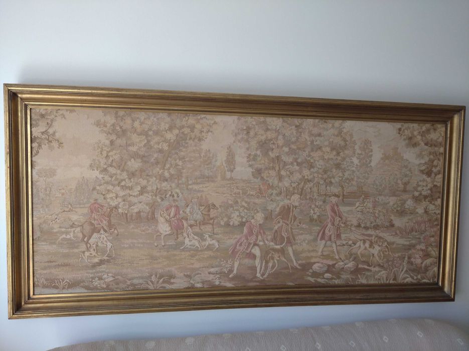 Quadro antigo tapeçaria gobelin