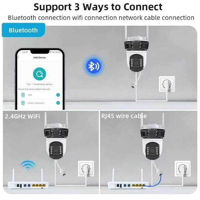 Уличная IP WIFI Камера видеонаблюдение Besder 12МП три объектива iCSee