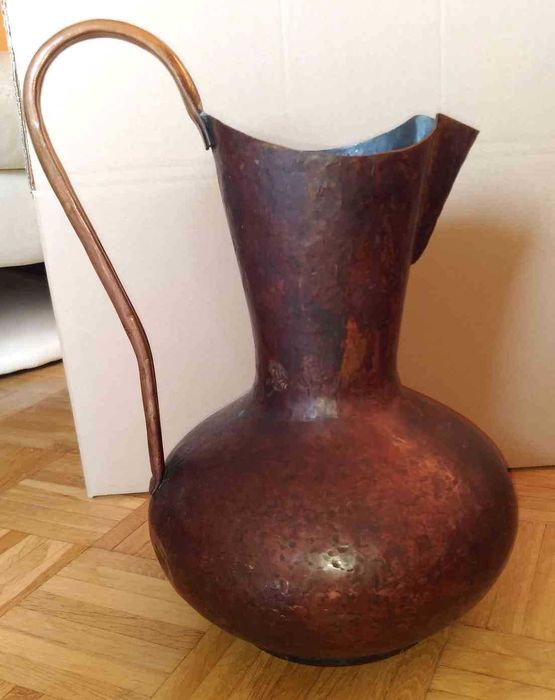 Miedziany duży wazon dzban prl stary antyk młotkowany
