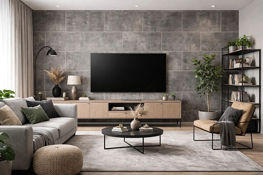 Panele ścienne imitacja kamienia, ściana tv SWISS KRONO D3265/16,5