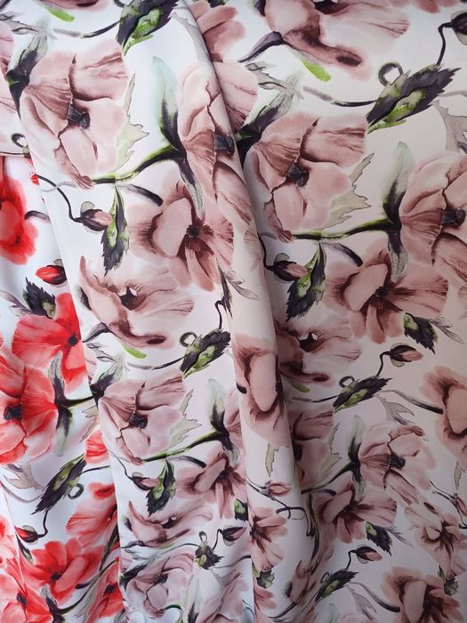 Zasłony z metra PASTELE Maki,grubsze,szer 280cm WYPRZ