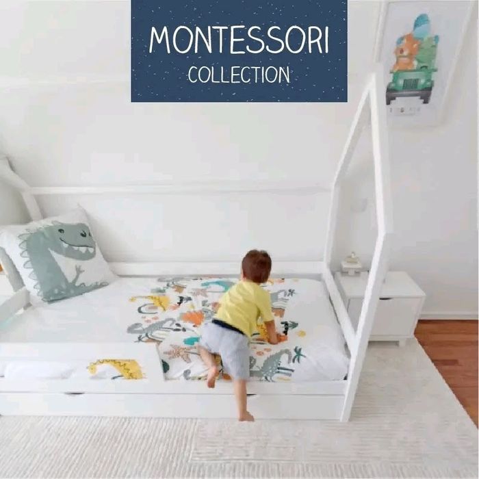 Cama de Criança Casinha baseada no método Montessori com colchão