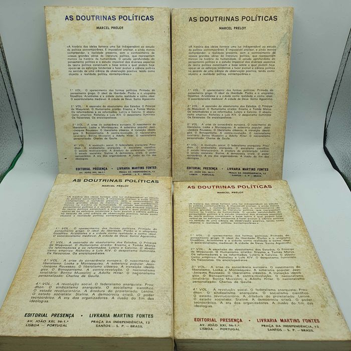 Livros - Marcel Prelot - As Doutrinas Políticas Vol. 1 a 4 - Ref-PA3