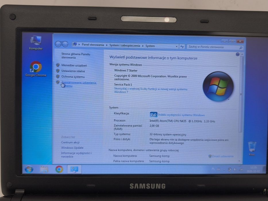 Mały laptop ultrabooki 10" Samsung windows 7