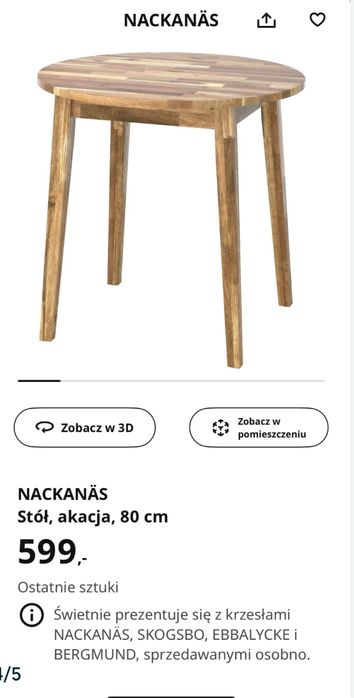 Nowy drewniany stół Nackänas Ikea
