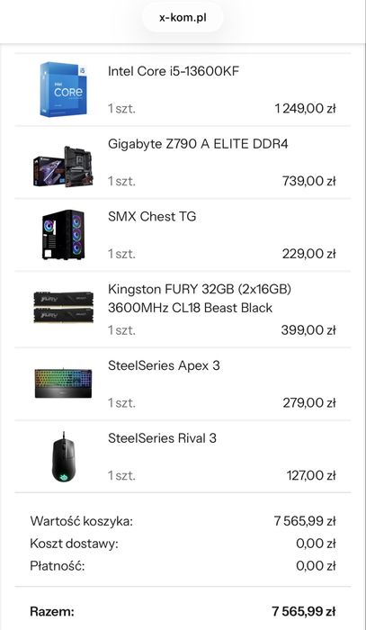 Gamingowy Potwór RTX 4070 Super / i5-13600KF / 32GB RAM / 1TB SSD