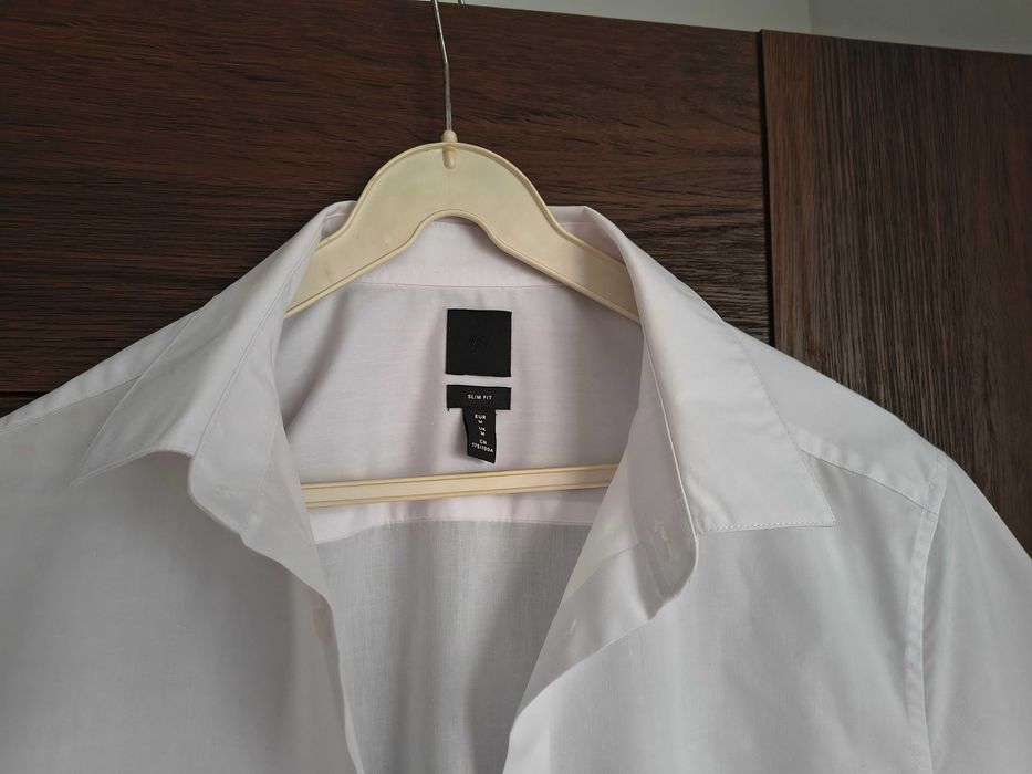 Biała koszula z krótkim rękawem H&M, slim fit, rozm. M