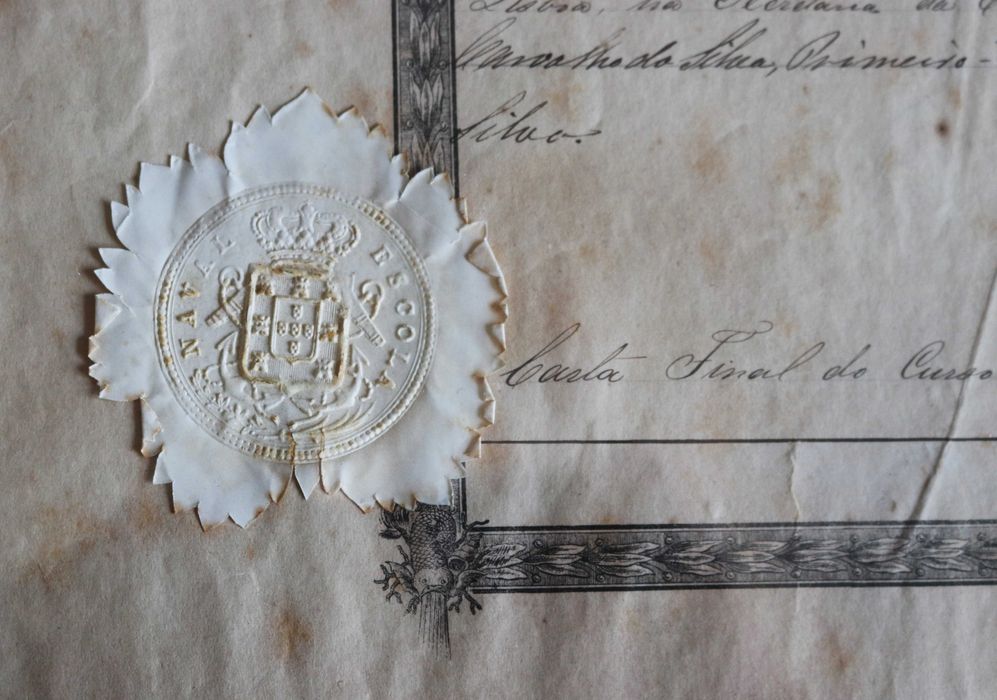 Diploma da Escola Naval 1868 João J. Moreira de Sá (Iate Amélia)
