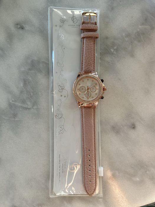 Zegarek damski Crystal Blue różowy różowe złoto rose gold prezent