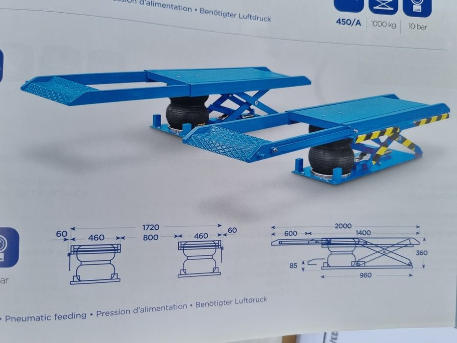Dupla elevação da marca OMCN  para montagem em elevadores de 4 colunas