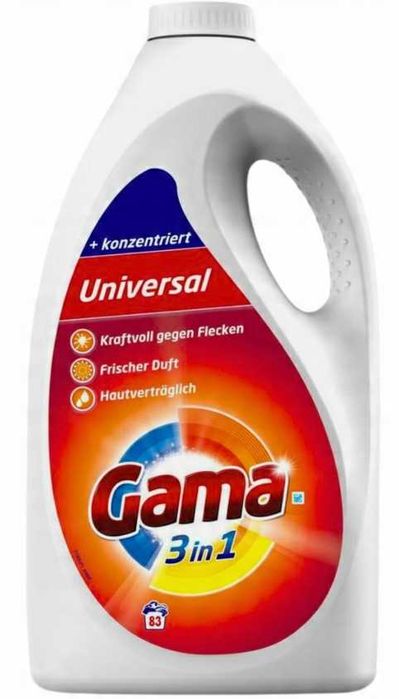Żel płyn do prania uniwersalny Gama 4,15 l + GRATIS