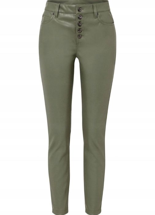 Штани оливкові з екошкіри 40