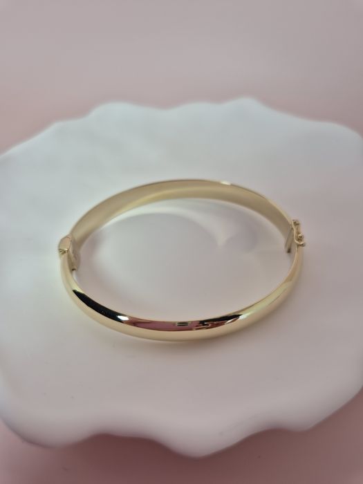 Złota bransoletka bangle sztywna zaokrąglona gładka szeroka p. 585