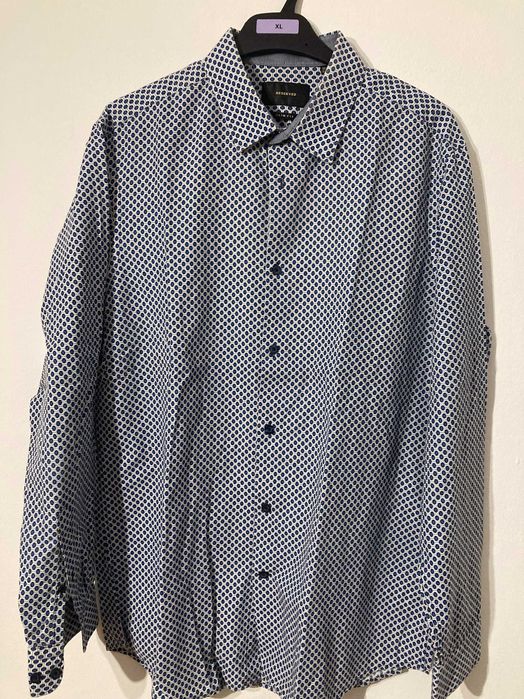 niebieska koszula męska z motywem - Reserved - 43 slimfit - super stan