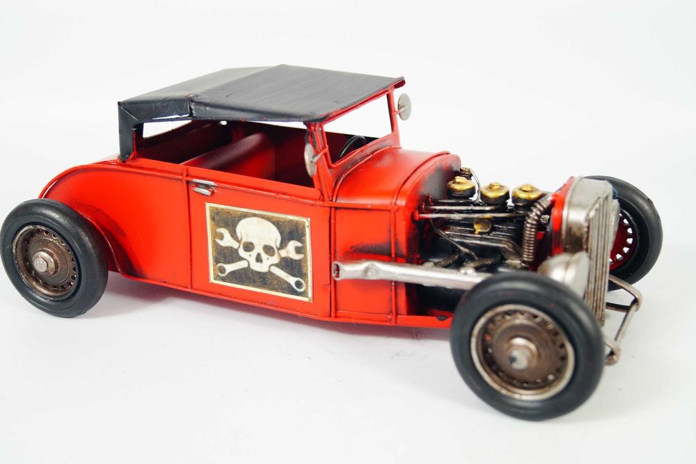 Metalowy pojazd - samochód retro -wyścigowy model rekwizyt