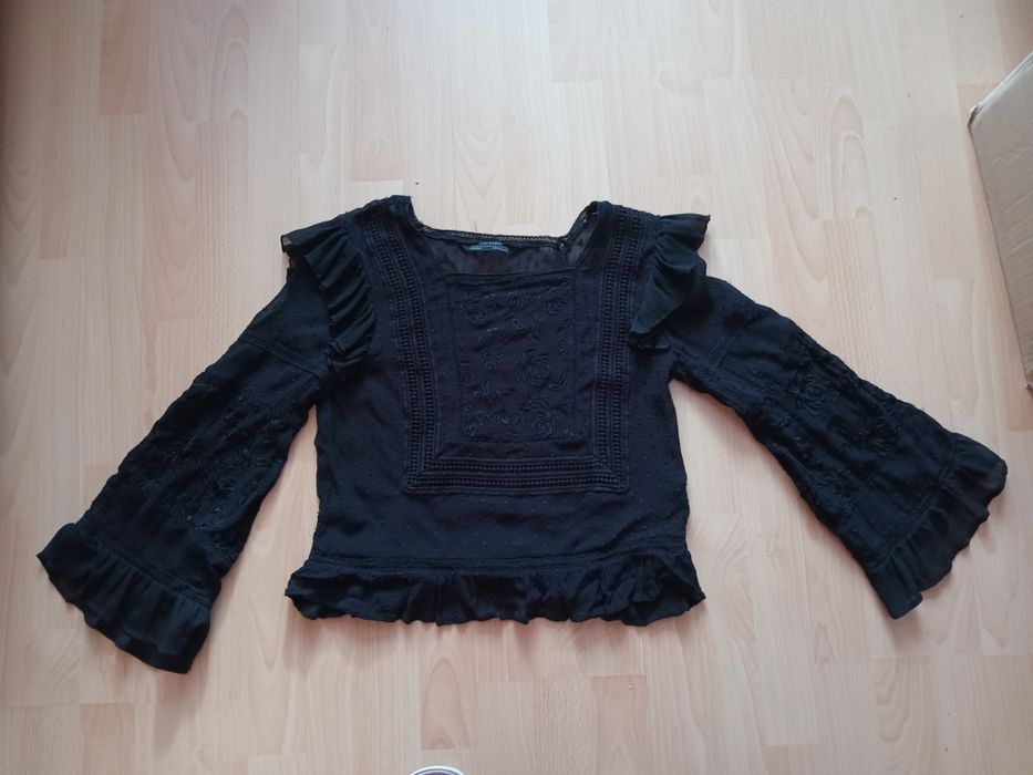 Bluzka wizytowa / galowa / imprezowa czarna marki Zara  XS / S