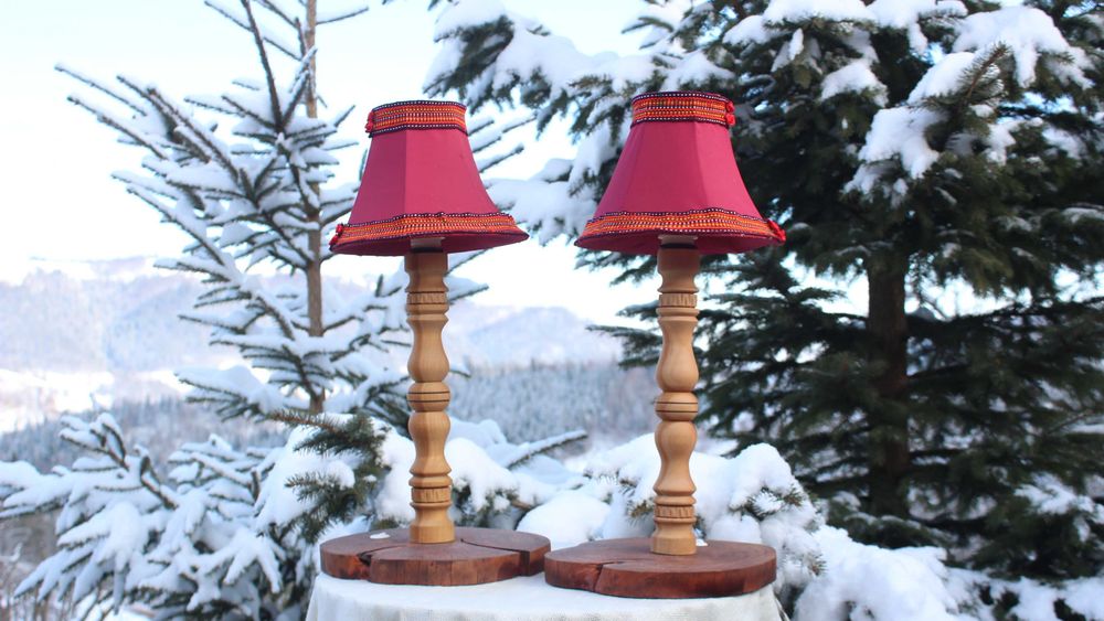 Настільна лампа / Торшер із натурального дерева