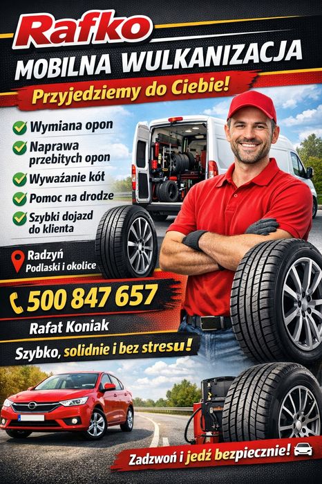 Wulkanizacja Mobilna RAFKO Radzyń Podlaski Łuków Kock Międzyrzec Podlaski