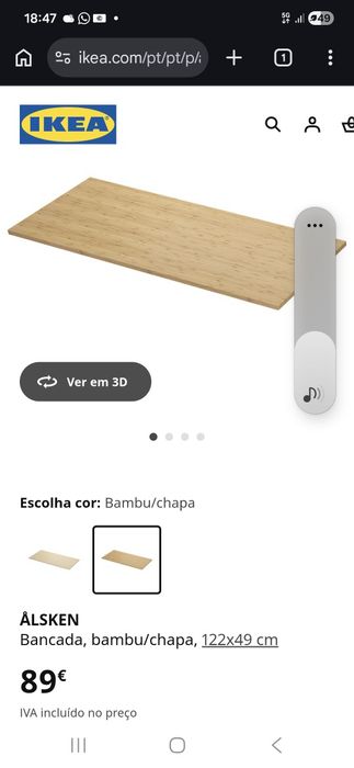 Bancada de bambu 122x49 IKEA