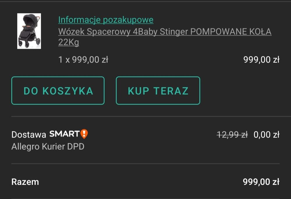 Wózek spacerowy idealny na zimę! 4baby Stinger Air do 22kg koła pompow
