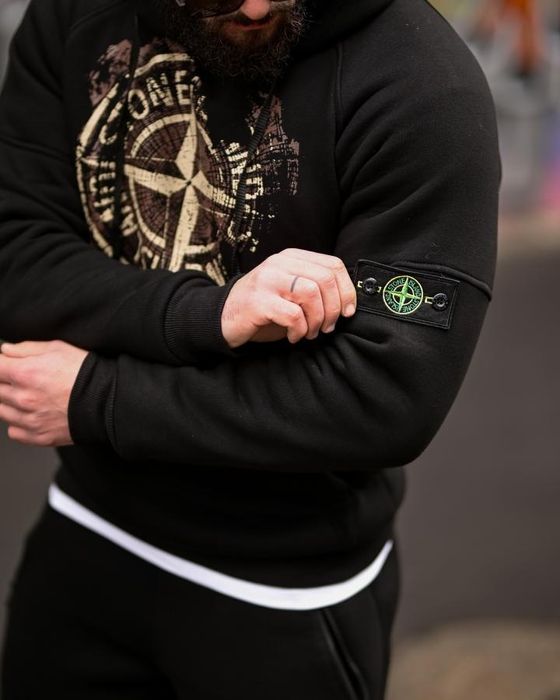 Чоловічий зимовий спортивний костюм Stone Island gerona black комплект