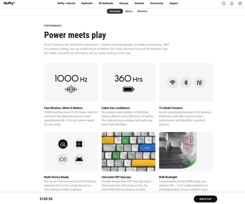 Teclado mecânico NuPhy Kick75 Low Profile