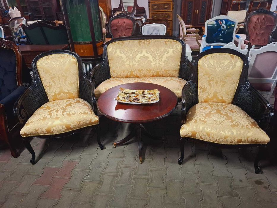 Komplet z ratanem po całkowitej renowacji! Sofka 2 osobowa i 2 fotele!