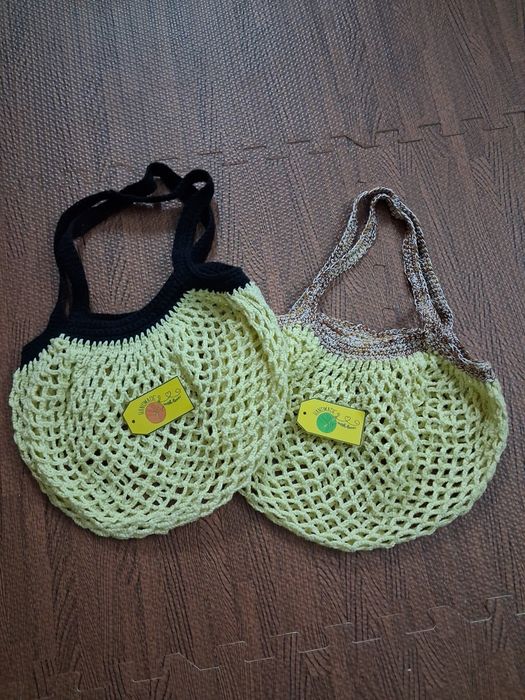 Saco de renda em croché de algodão totalmente feito à mão