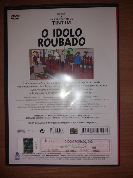 DVD NOVO e SELADO - " TinTim O Idolo Roubado "