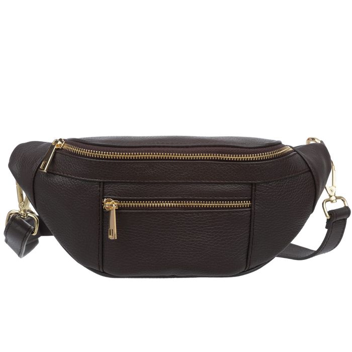 VERA PELLE nerka skórzana saszetka biodrówka V563 c.brązowa