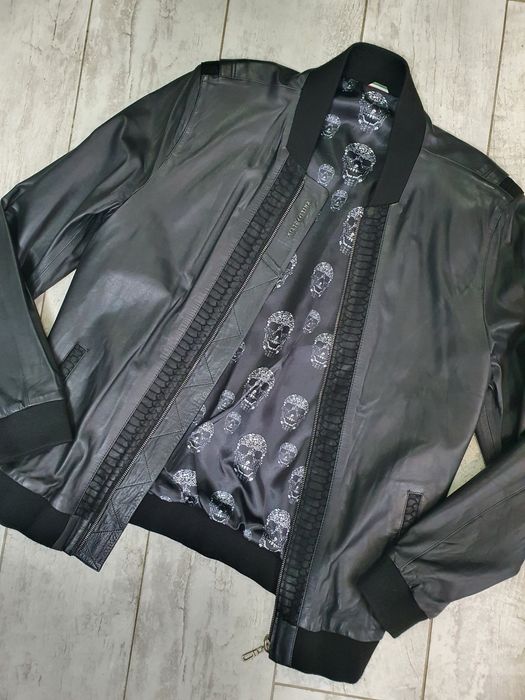 ‼️РОЗПРОДАЖ! Шкіряна куртка PHILIPP PLEIN чорний колір. Топова якість