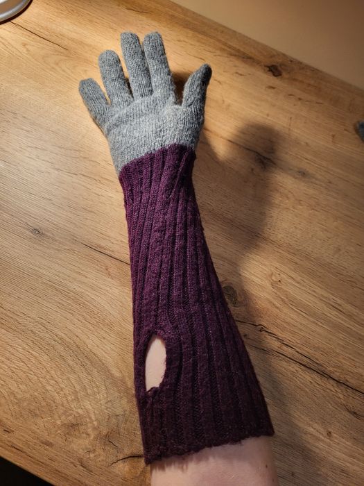 Szaro fioletowe rękawiczki H&M