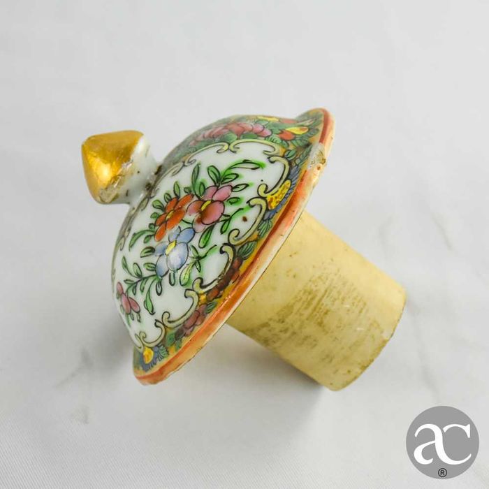 Garrafa bojuda com tampa, decoração Mandarim, reinado Guangxu