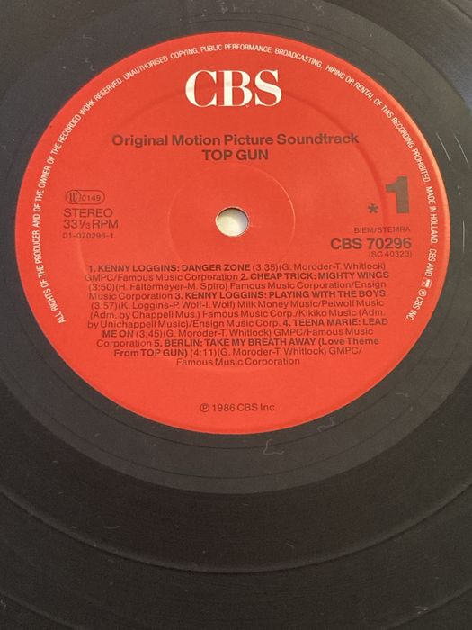 Top Gun   Original Motion Picture Soundtrack CBS  70296