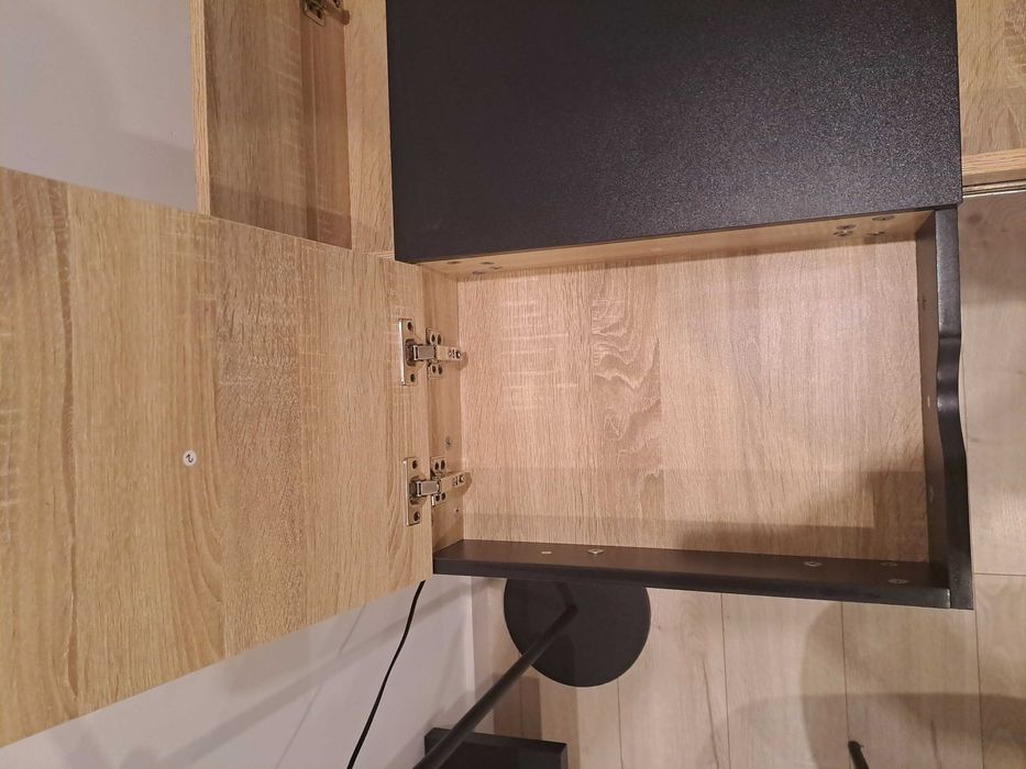 Biurko ze schowkami 120x60cm czarno-brązowe