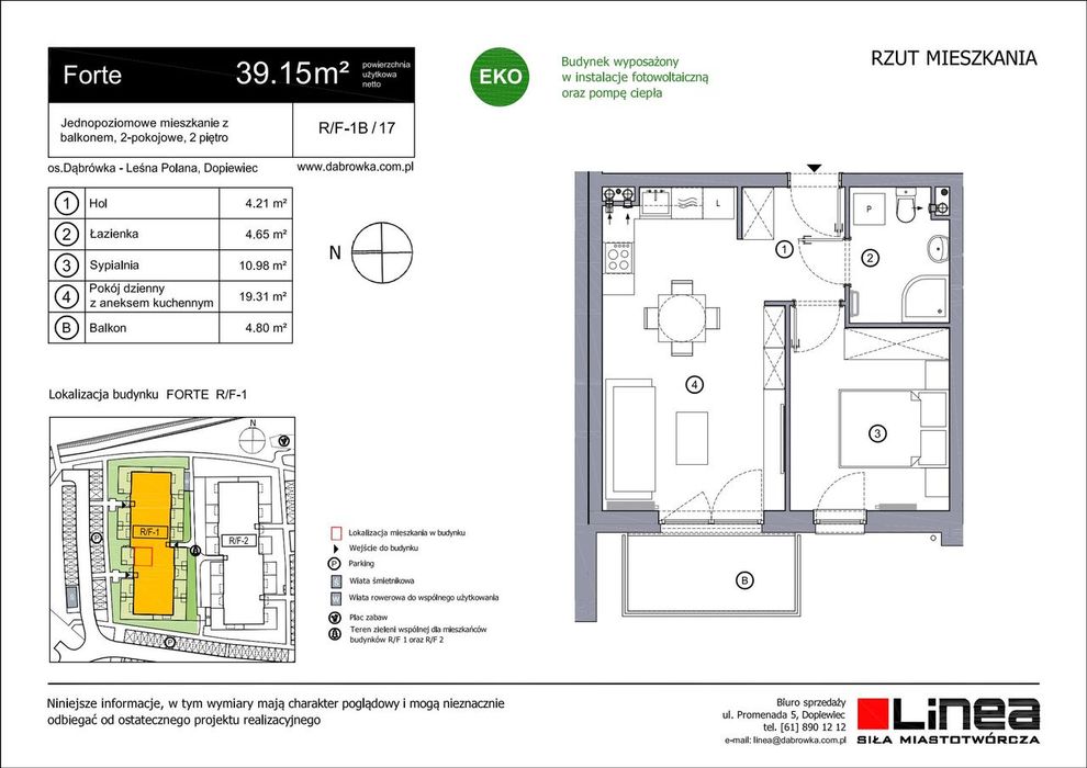 2-pokojowe mieszkanie 39m2 + balkon Bez Prowizji