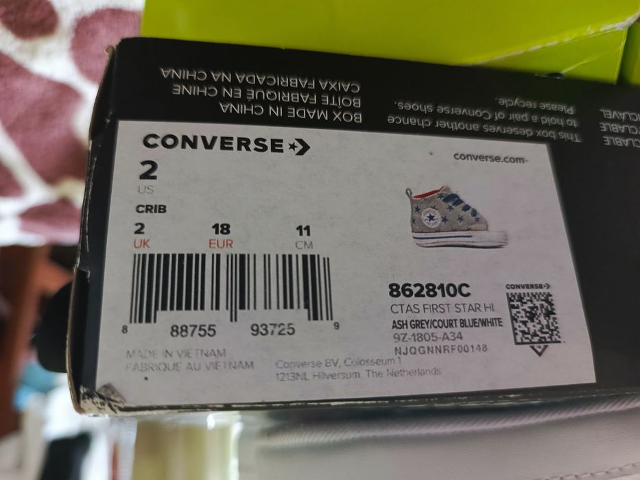 Пінетки-кеди Converse First Star Crib, оригінал, в чудовому стані