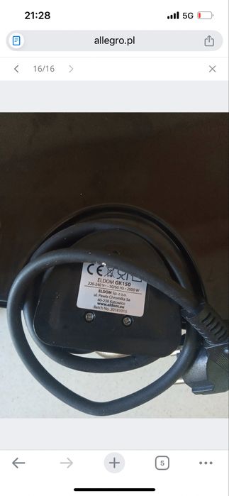 Grill elektryczny ElDom 2000w  kolor czarno srebrny