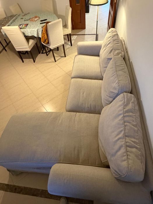 Sofá IKEA EKTORP 3 Lugares com Chaise Longue – Como Novo