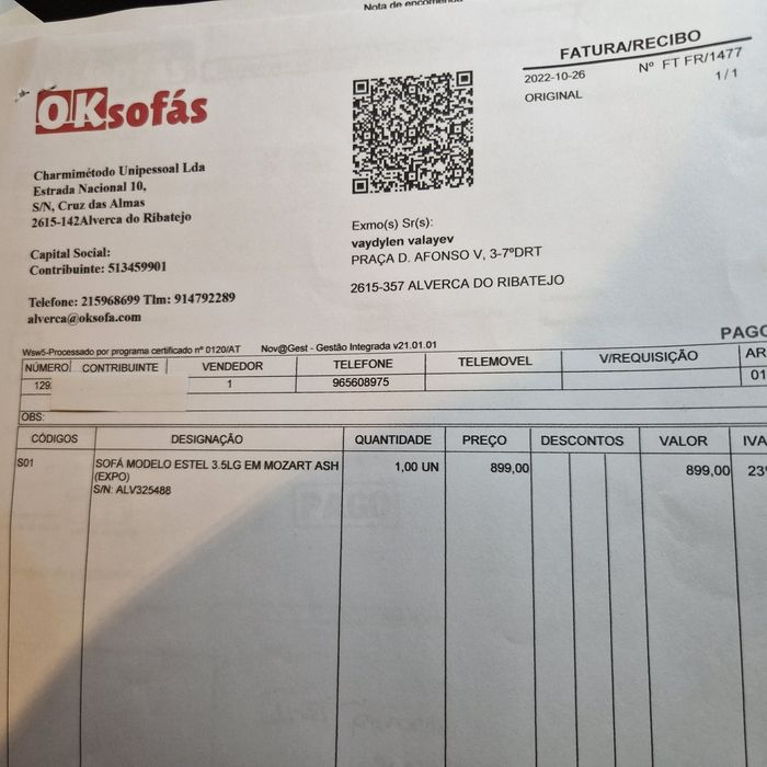 Sofá -cama s/novo OK Sofás