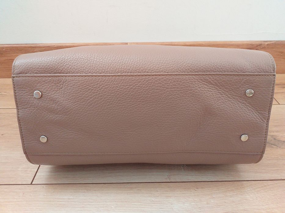 DAVIDE ALBERTARIO oryginalna skóra naturalna skórzana torebka kuferek crossbody + do ręki