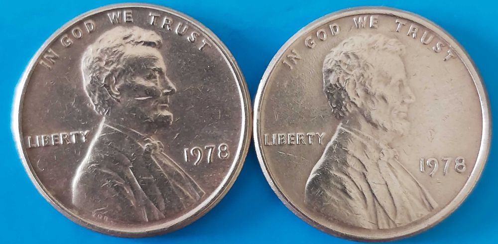 Lote 2 Moedas de One Cent de 1978  dos USA Abraham Lincoln