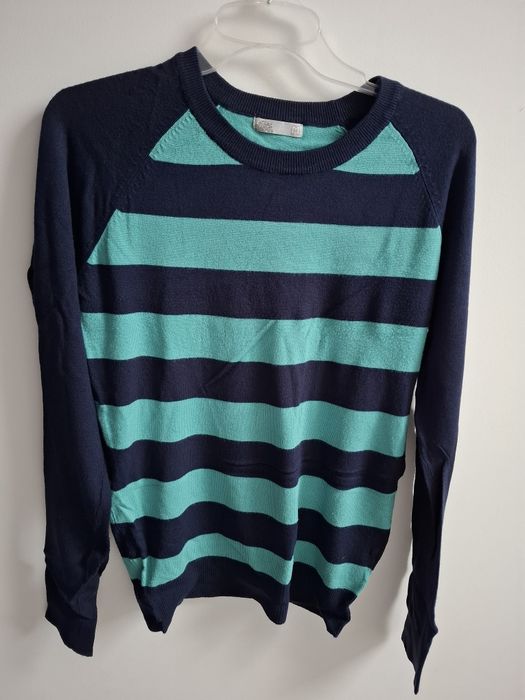 Sweter sweterek w paski granatowo-niebieskie M