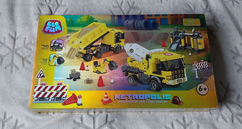 Nowy zestaw klocków Elefun Metropolis plac budowy 895 elementów
