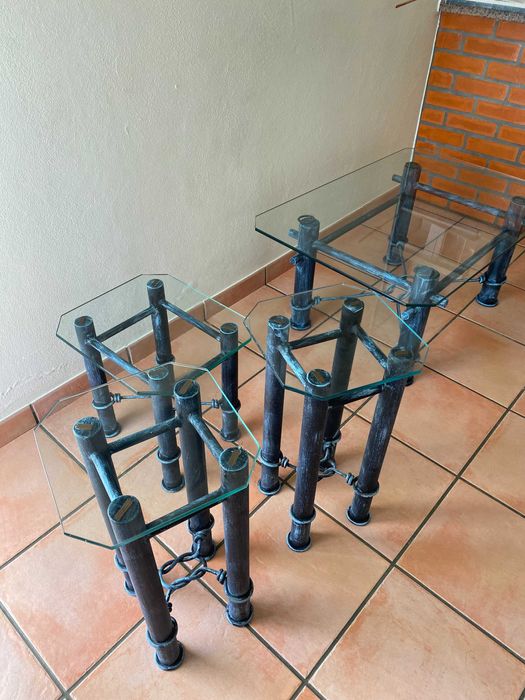 Mesas de Ferro com tampo de vidro