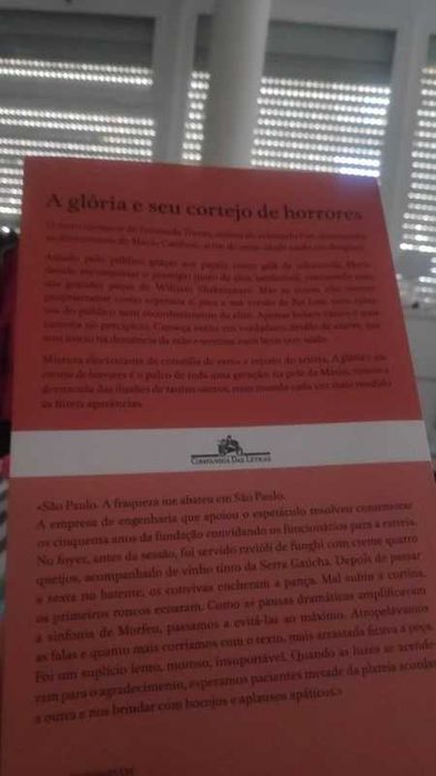 Livro A Glória e o seu cortejo de horrores, Fernanda Torres