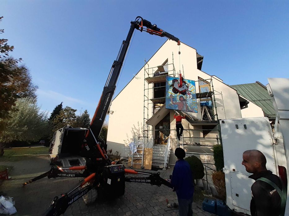 Mini Żuraw, BG LIFT M250, Dźwig, Pająk, Montaż - wynajem z operatorem.