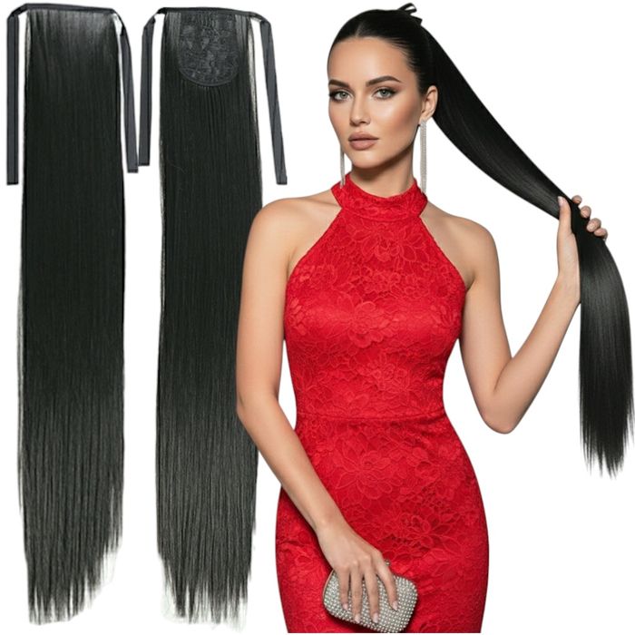 Хвіст 55 та 80см чорний/ накладний хвіст/шиньйон/штучне волосся