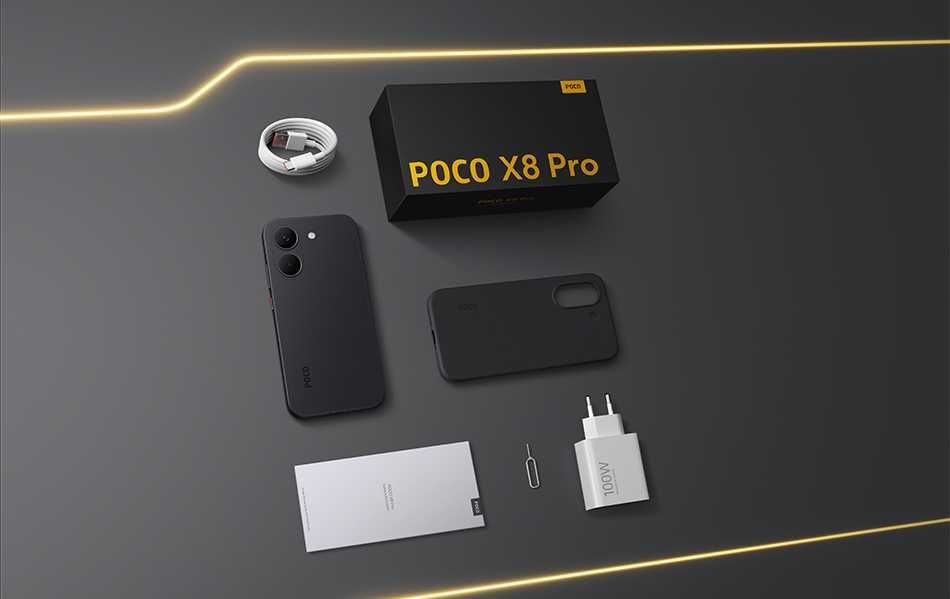 POCO X8 PRO, 8/256Gb, Black, зарядка 100W в комплекте, IP68/IP69K