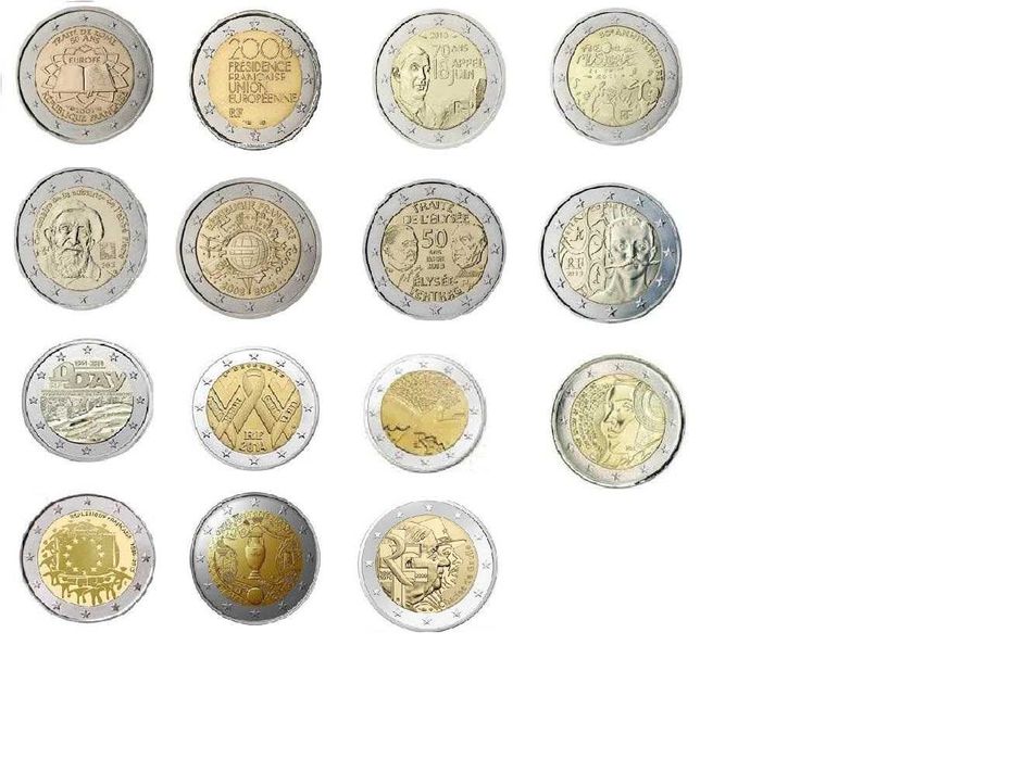 França Moedas Comemorativas de 2 euros ou 2,00 UNC